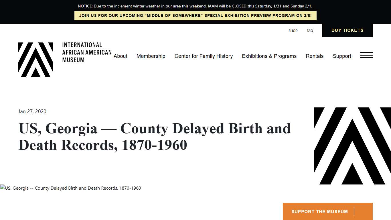 US, Georgia - County Delayed Birth and Death Records, 1870-1960 - International African American Museum