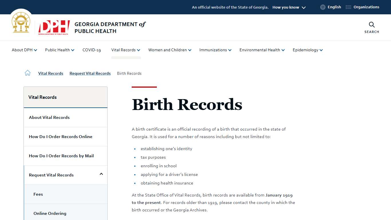 birth Georgia Department of Public Health