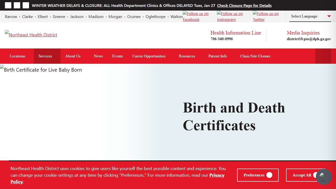 Birth and Death Certificates - Northeast Health District